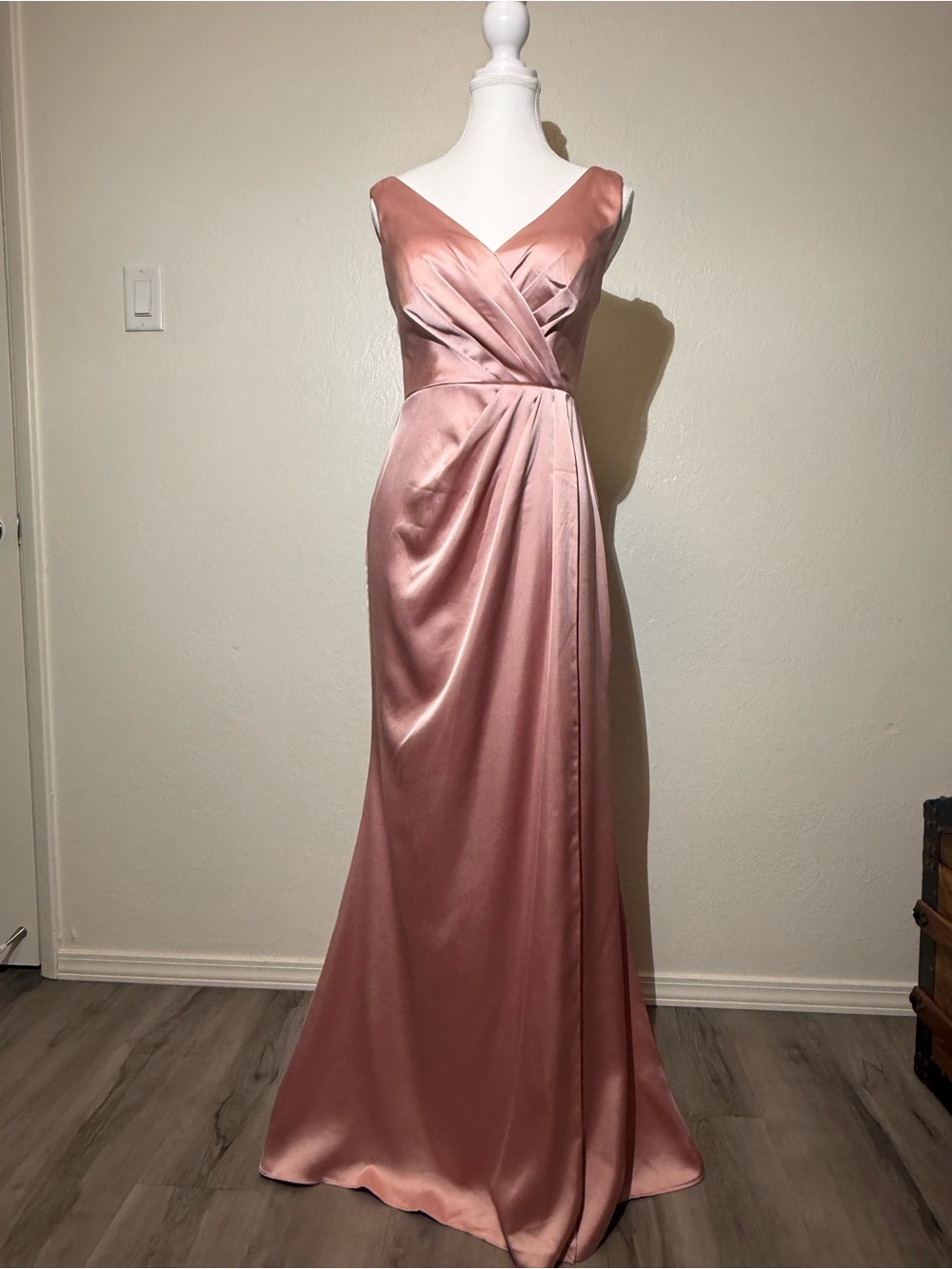 Revelry Satin Wrap Maxi Dress in Dusty Rose